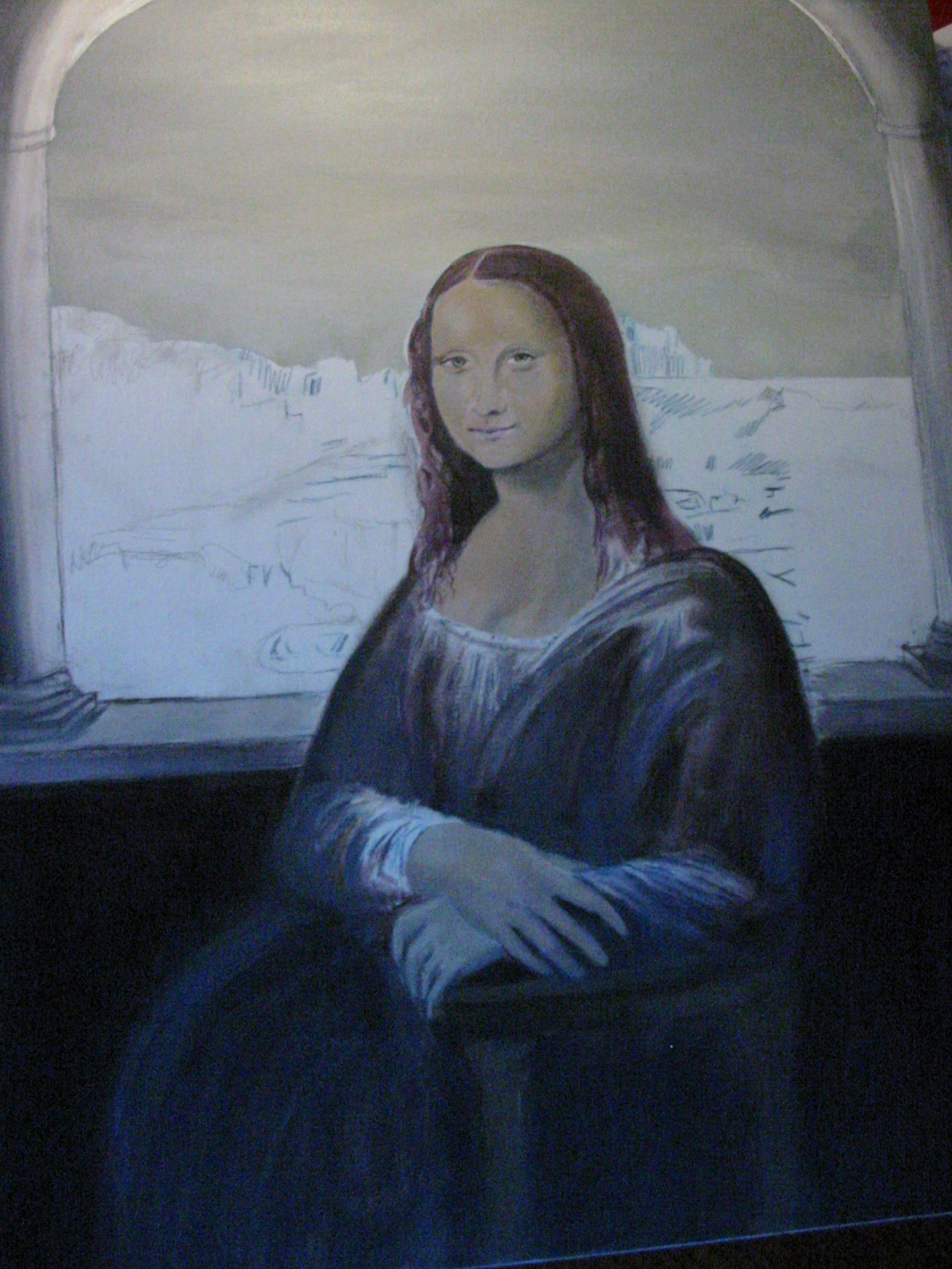 Mona Lisa: Driftwood series- a painting in progress 1 - Matteson Art